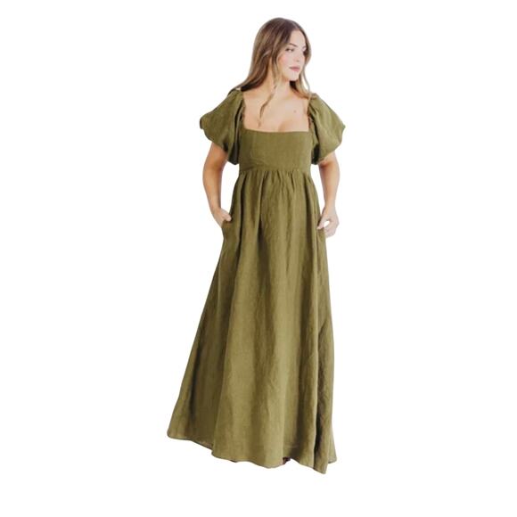 Elegant Olive Green Maxi Dress - Picture 1 of 12